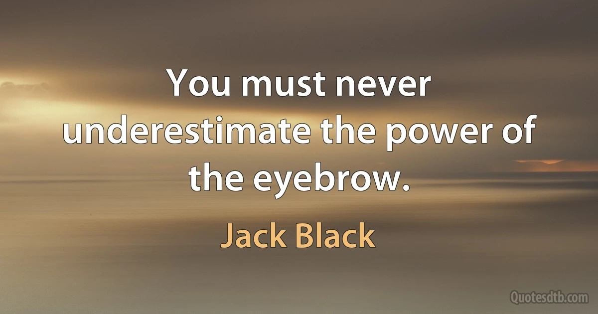 You must never underestimate the power of the eyebrow. (Jack Black)