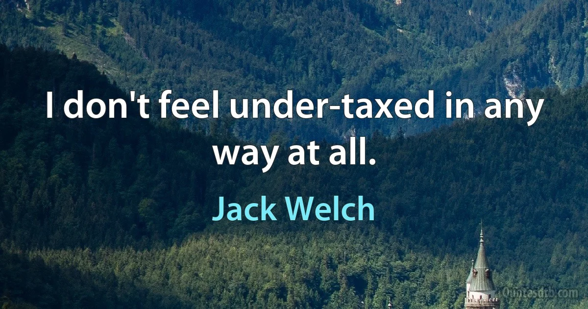 I don't feel under-taxed in any way at all. (Jack Welch)