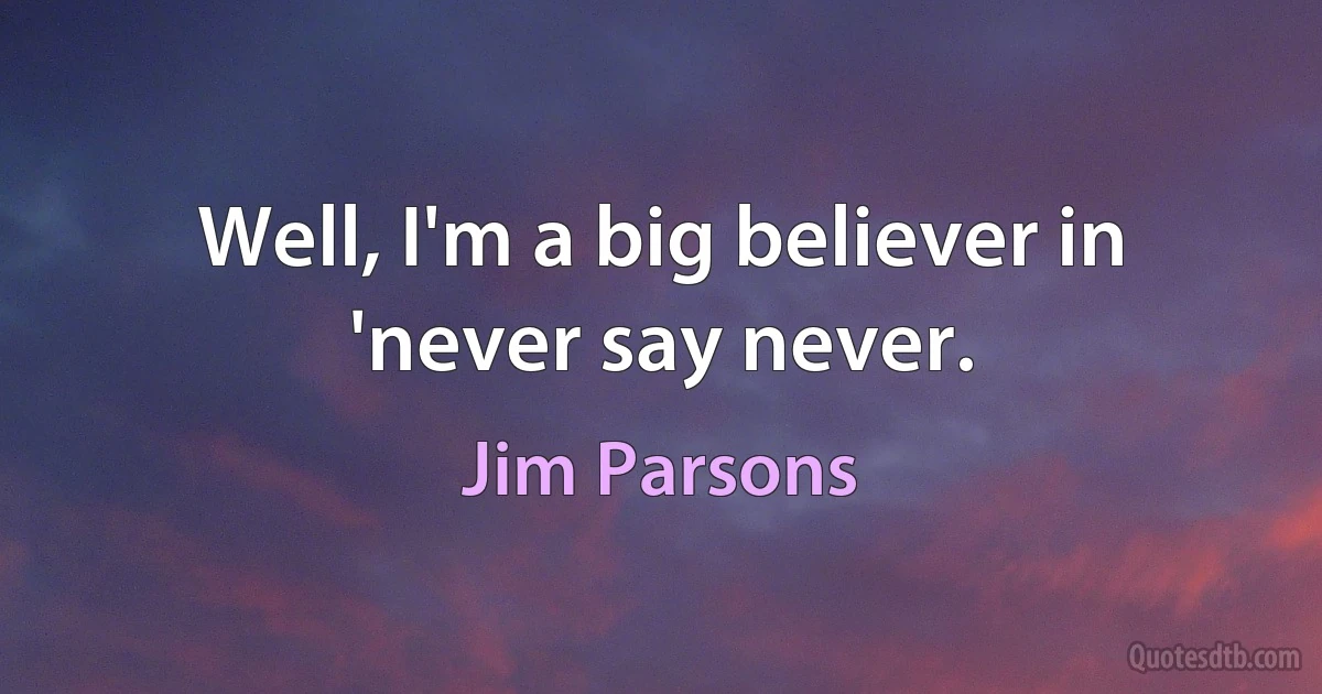 Well, I'm a big believer in 'never say never. (Jim Parsons)