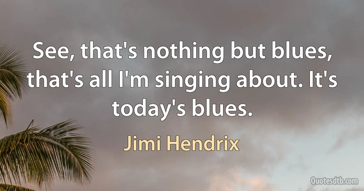 See, that's nothing but blues, that's all I'm singing about. It's today's blues. (Jimi Hendrix)