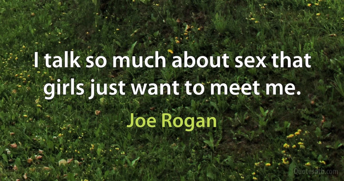 I talk so much about sex that girls just want to meet me. (Joe Rogan)