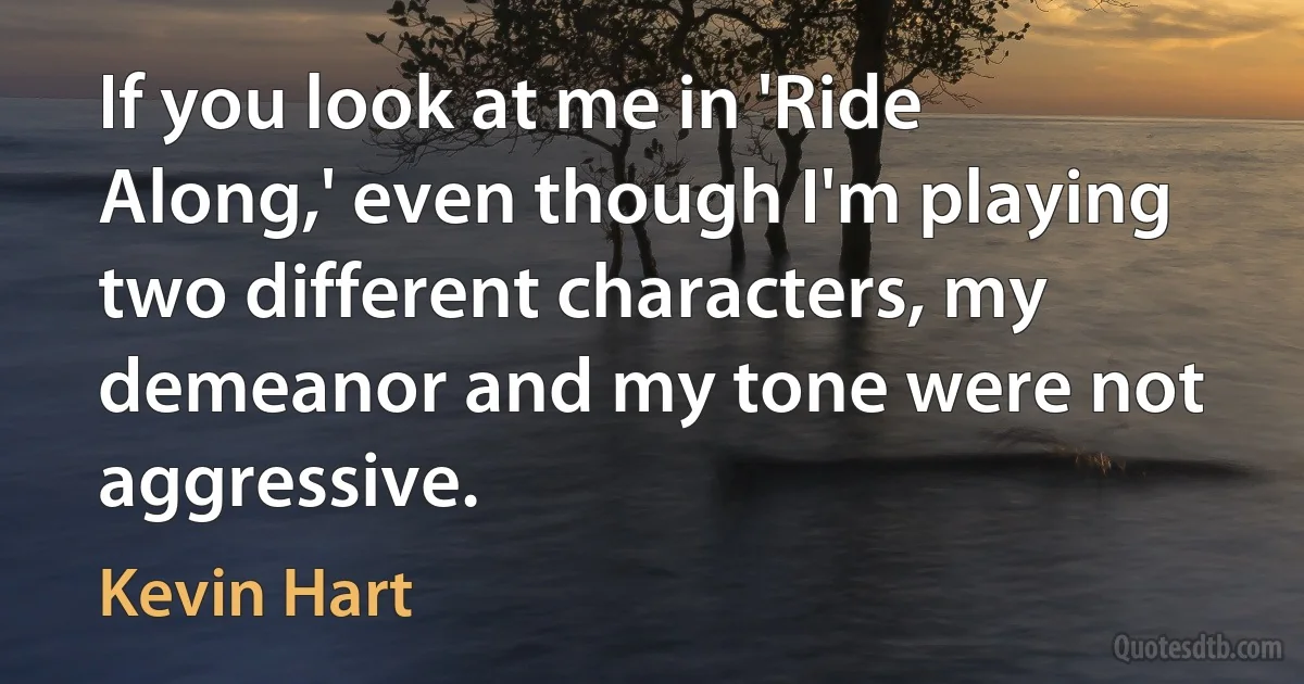 If you look at me in 'Ride Along,' even though I'm playing two different characters, my demeanor and my tone were not aggressive. (Kevin Hart)