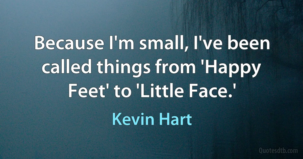 Because I'm small, I've been called things from 'Happy Feet' to 'Little Face.' (Kevin Hart)