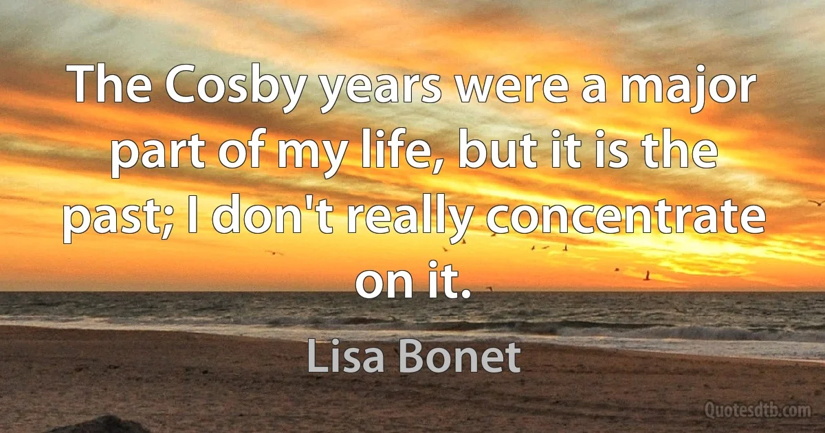 The Cosby years were a major part of my life, but it is the past; I don't really concentrate on it. (Lisa Bonet)