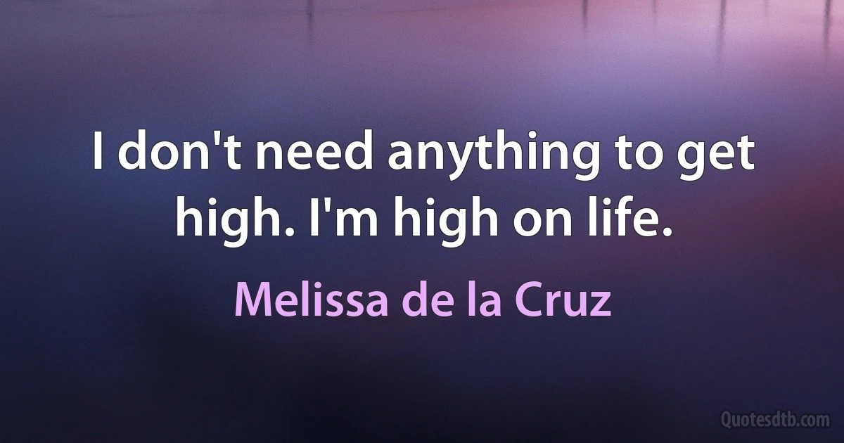 I don't need anything to get high. I'm high on life. (Melissa de la Cruz)