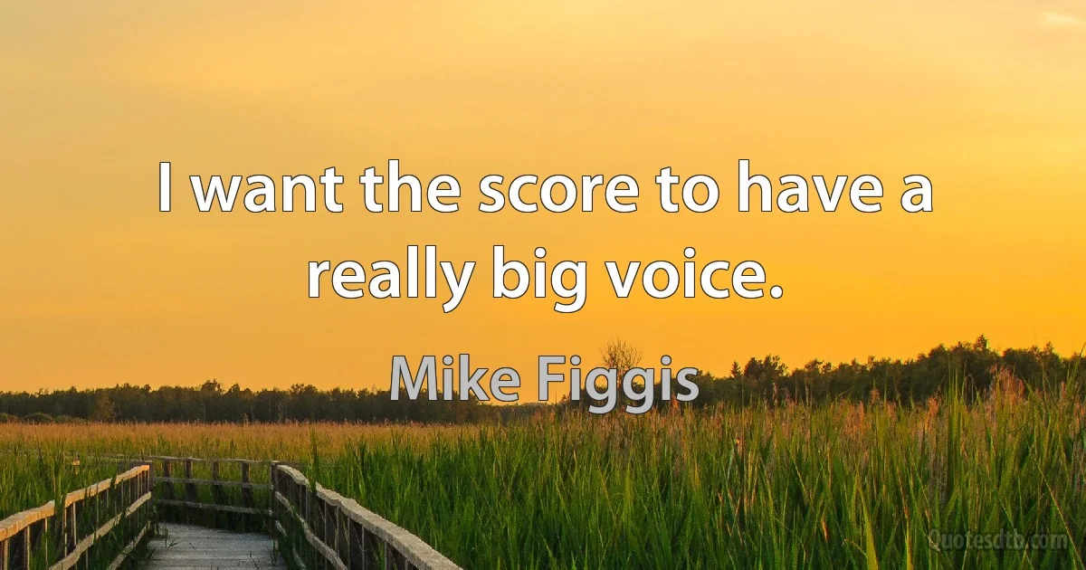 I want the score to have a really big voice. (Mike Figgis)