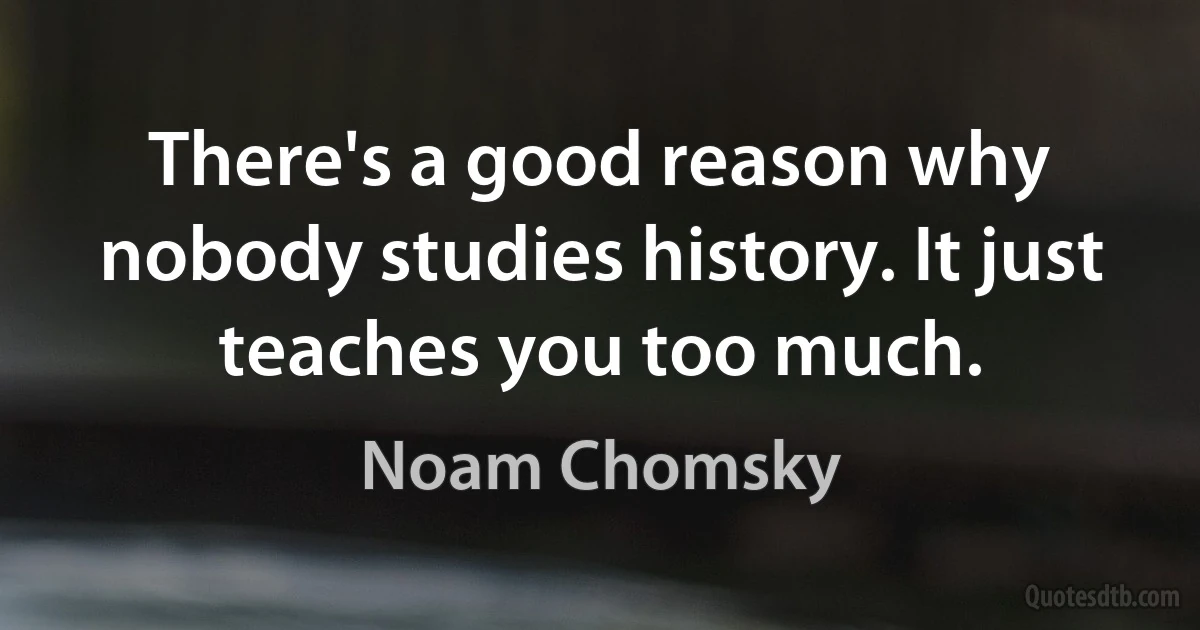 There's a good reason why nobody studies history. It just teaches you too much. (Noam Chomsky)