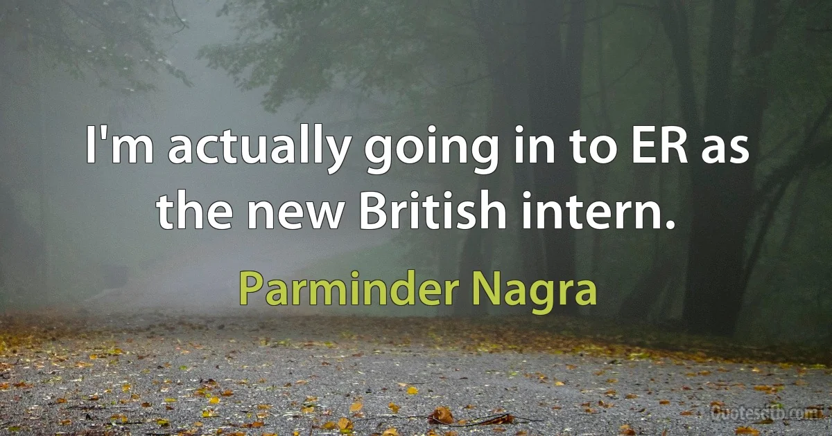 I'm actually going in to ER as the new British intern. (Parminder Nagra)