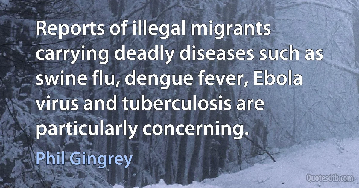 Reports of illegal migrants carrying deadly diseases such as swine flu, dengue fever, Ebola virus and tuberculosis are particularly concerning. (Phil Gingrey)