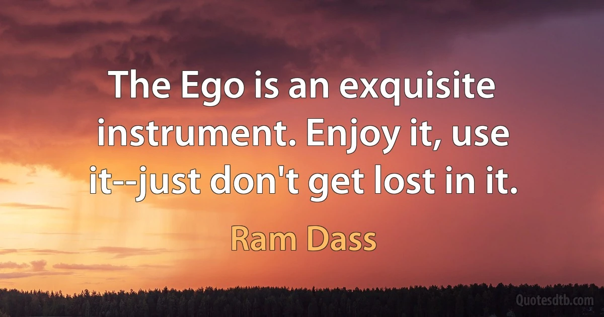 The Ego is an exquisite instrument. Enjoy it, use it--just don't get lost in it. (Ram Dass)