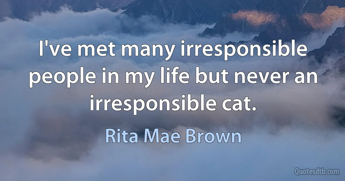 I've met many irresponsible people in my life but never an irresponsible cat. (Rita Mae Brown)