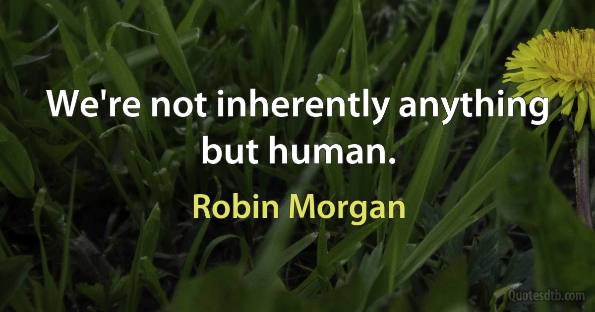 We're not inherently anything but human. (Robin Morgan)