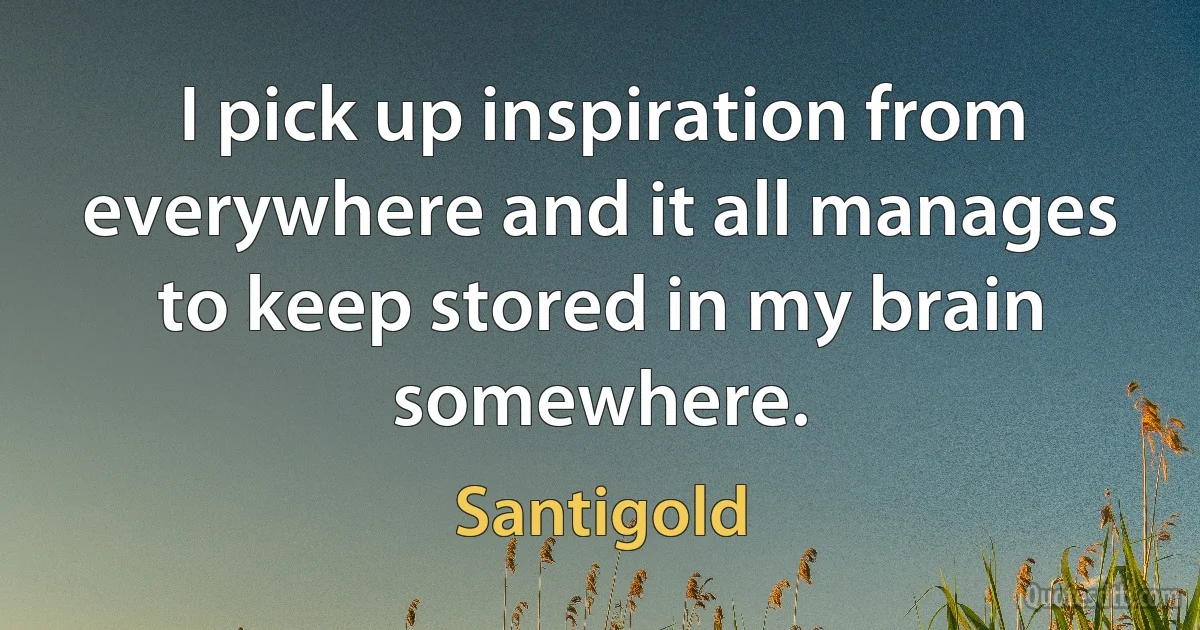 I pick up inspiration from everywhere and it all manages to keep stored in my brain somewhere. (Santigold)