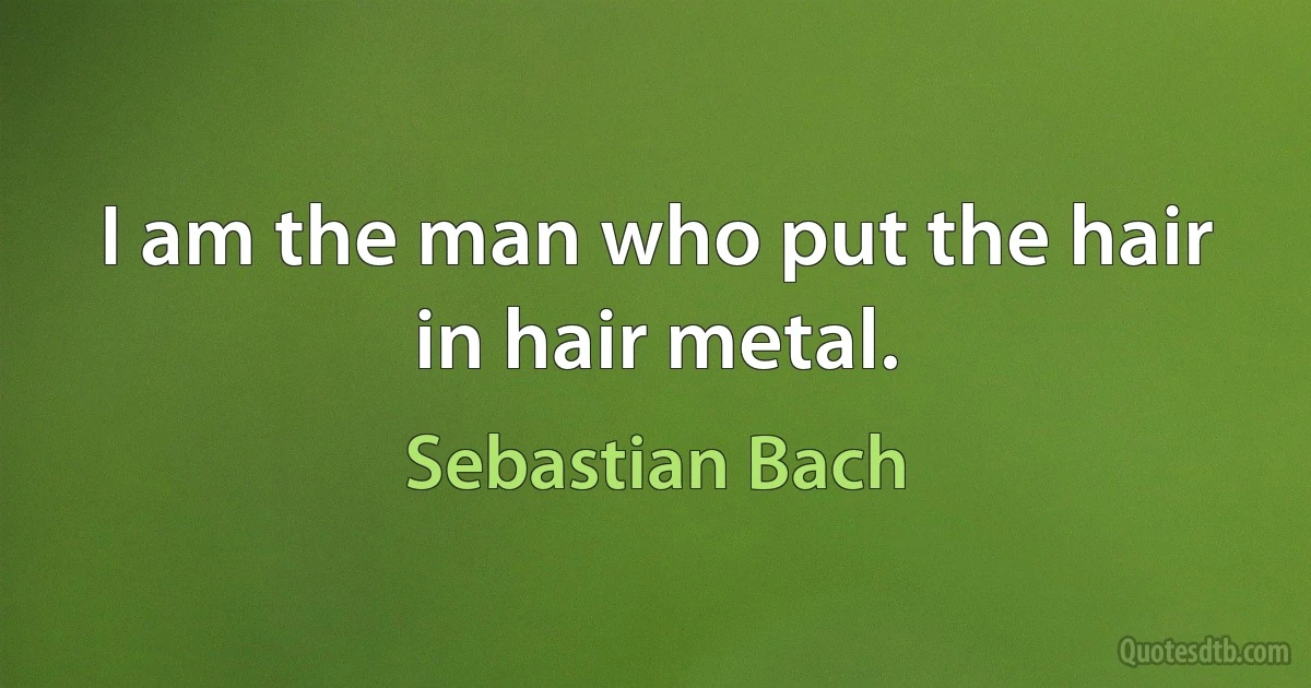 I am the man who put the hair in hair metal. (Sebastian Bach)