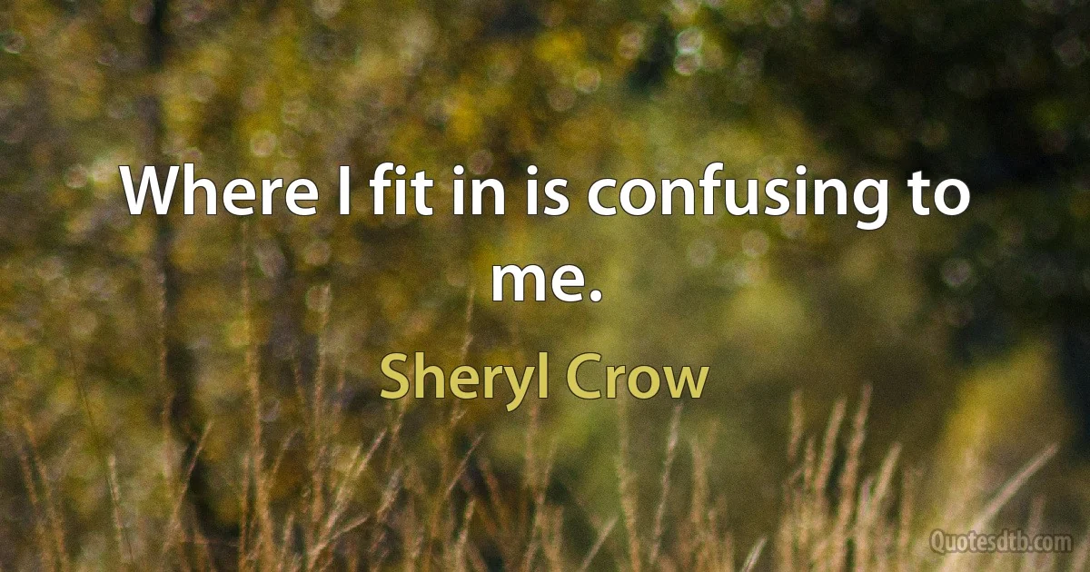 Where I fit in is confusing to me. (Sheryl Crow)