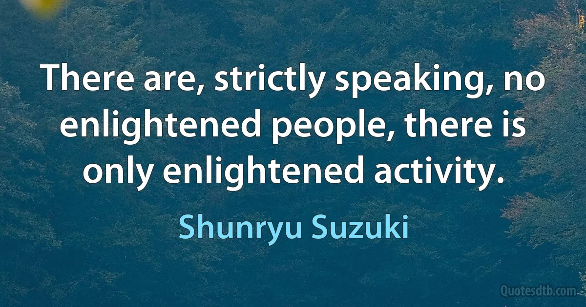 There are, strictly speaking, no enlightened people, there is only enlightened activity. (Shunryu Suzuki)