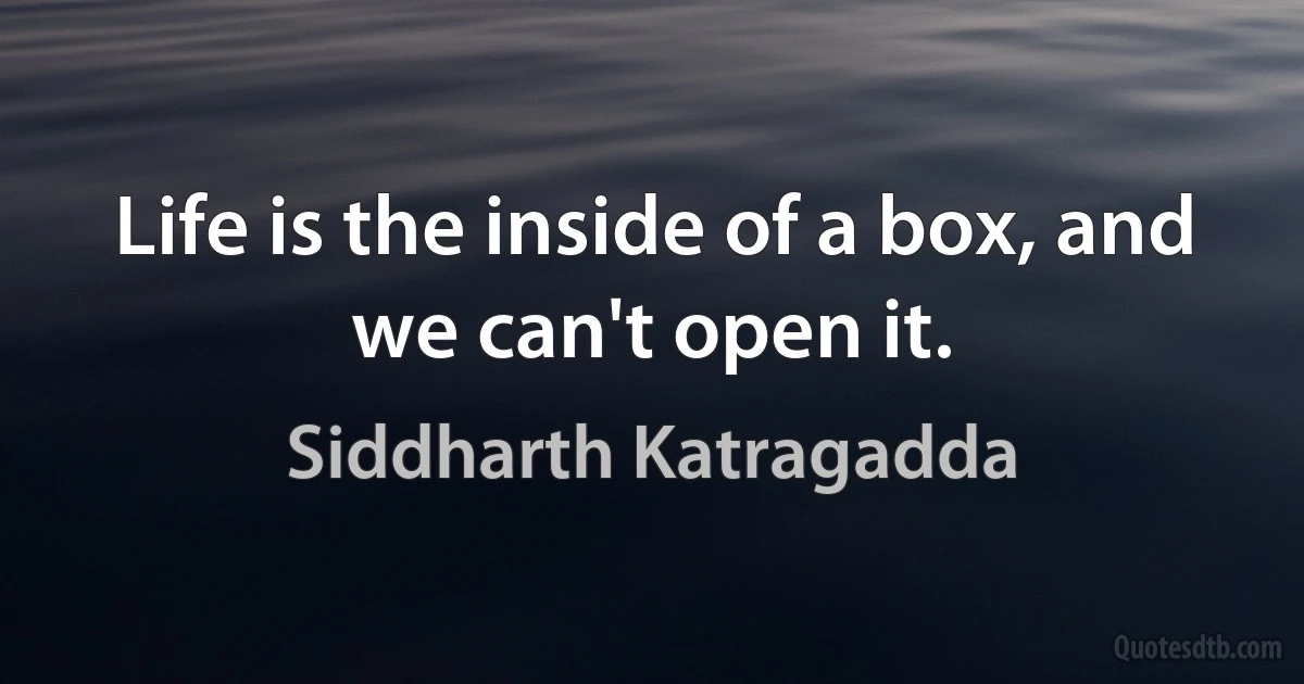 Life is the inside of a box, and we can't open it. (Siddharth Katragadda)