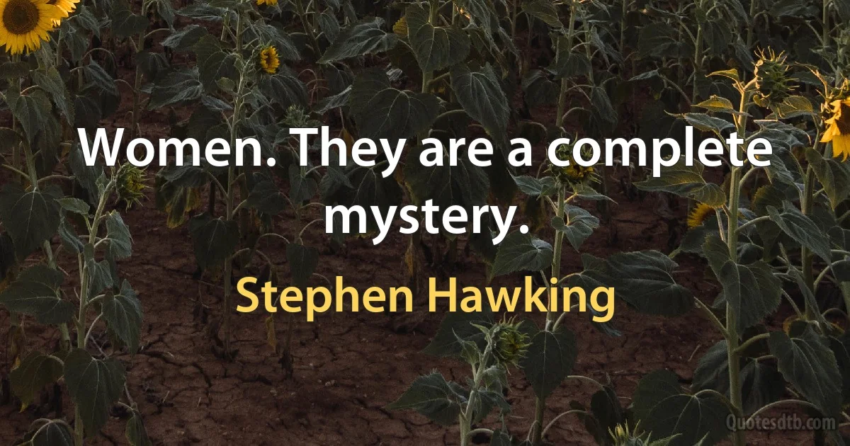 Women. They are a complete mystery. (Stephen Hawking)