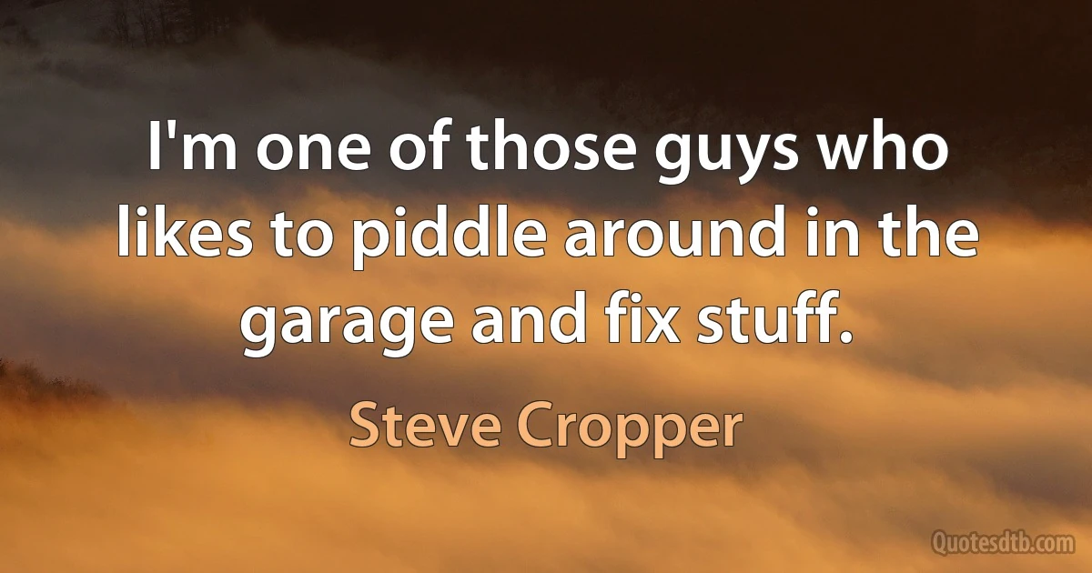 I'm one of those guys who likes to piddle around in the garage and fix stuff. (Steve Cropper)