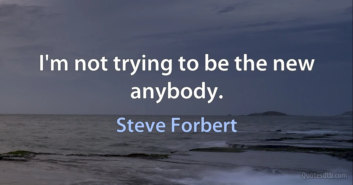 I'm not trying to be the new anybody. (Steve Forbert)