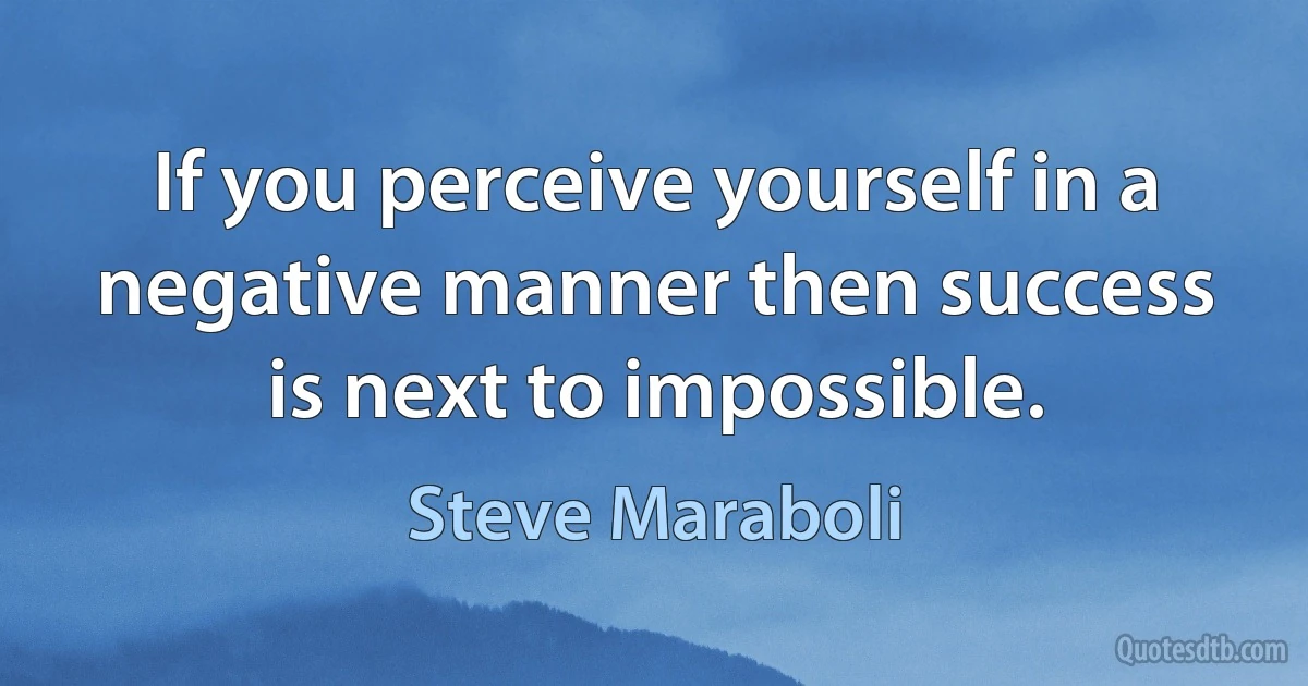 If you perceive yourself in a negative manner then success is next to impossible. (Steve Maraboli)