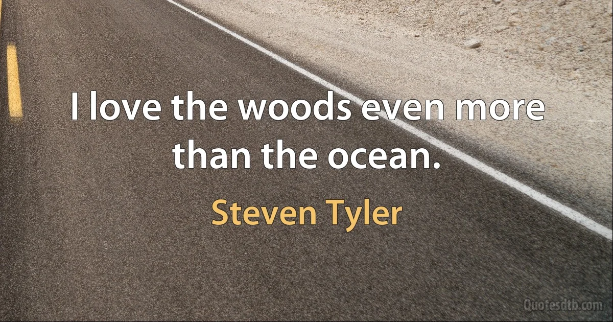 I love the woods even more than the ocean. (Steven Tyler)