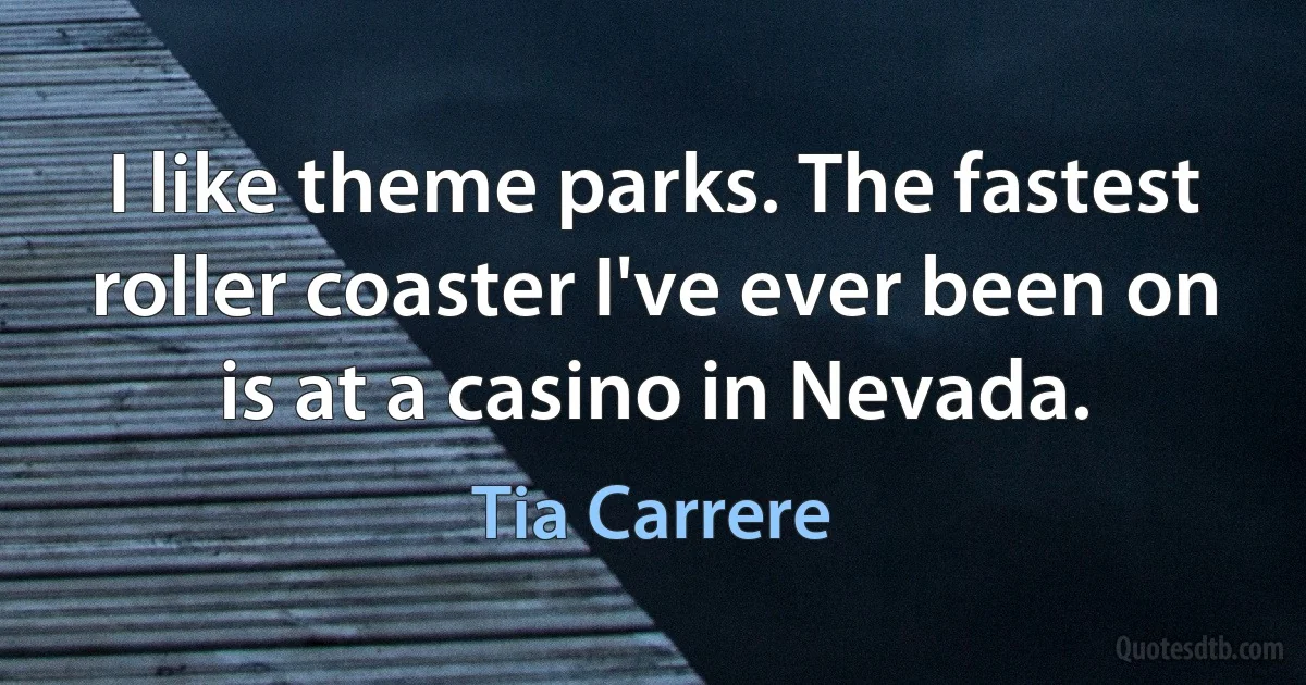 I like theme parks. The fastest roller coaster I've ever been on is at a casino in Nevada. (Tia Carrere)