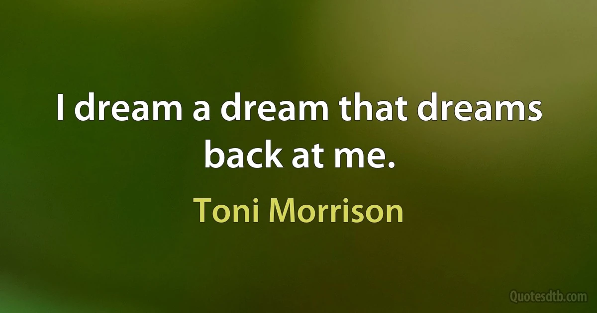 I dream a dream that dreams back at me. (Toni Morrison)