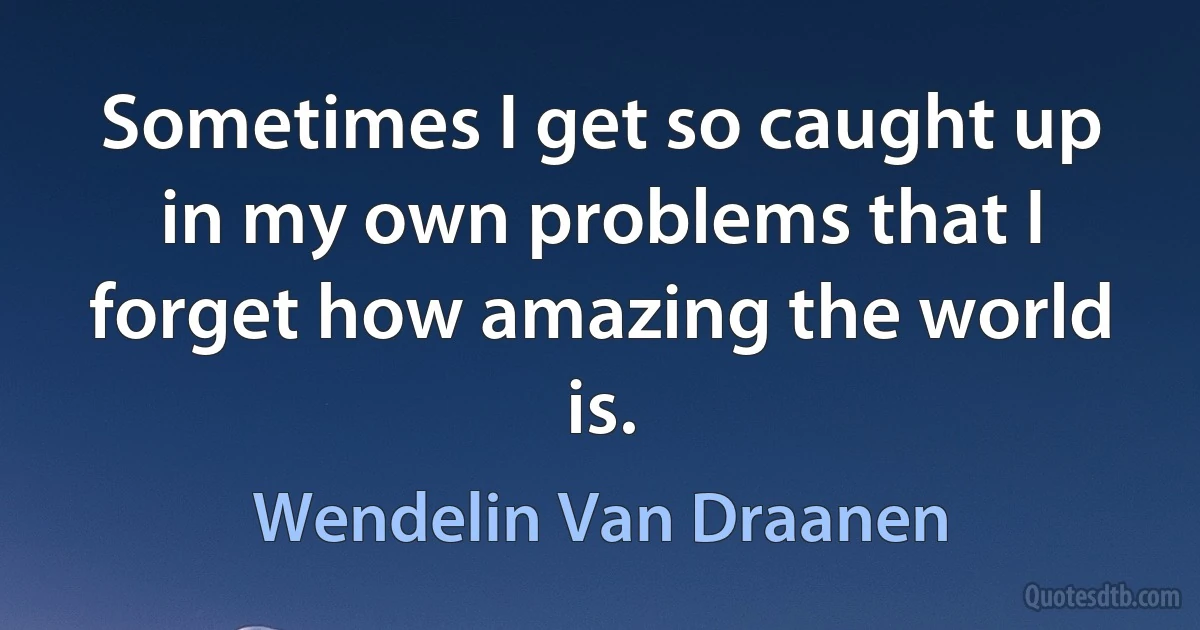 Sometimes I get so caught up in my own problems that I forget how amazing the world is. (Wendelin Van Draanen)