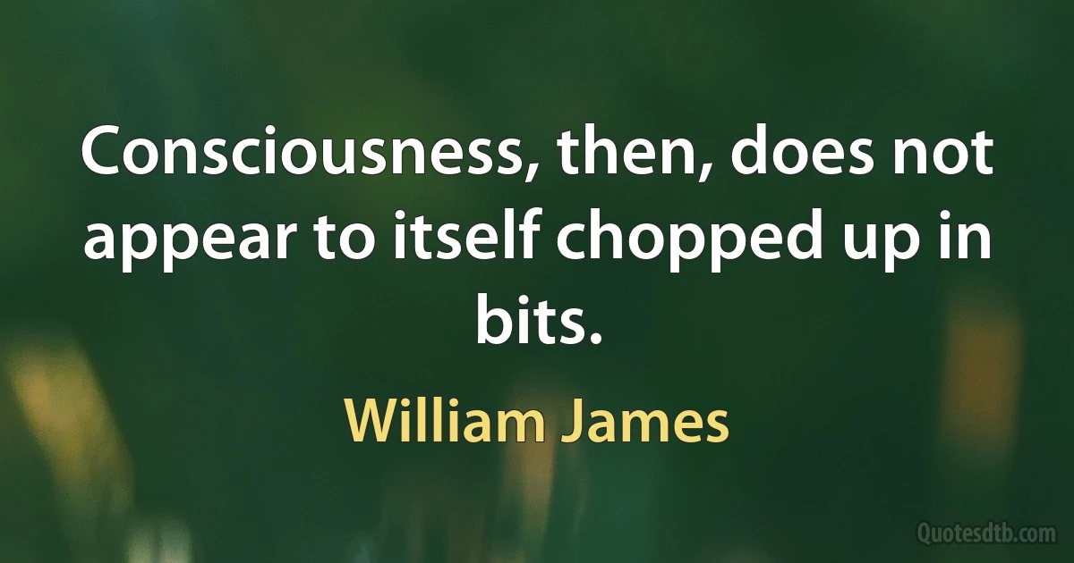 Consciousness, then, does not appear to itself chopped up in bits. (William James)