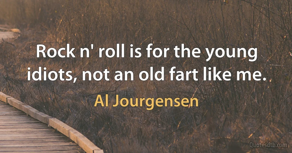 Rock n' roll is for the young idiots, not an old fart like me. (Al Jourgensen)