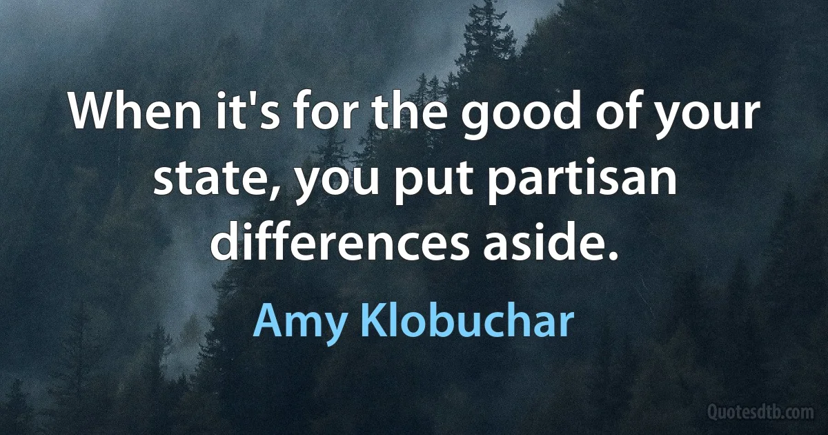 When it's for the good of your state, you put partisan differences aside. (Amy Klobuchar)