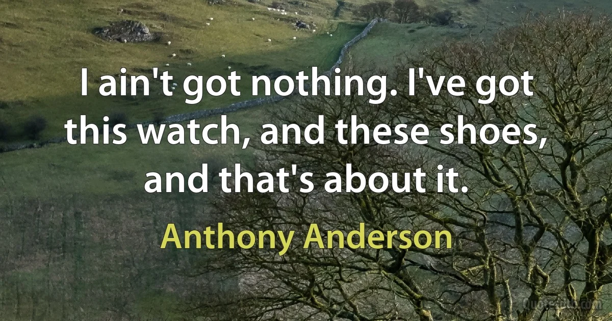 I ain't got nothing. I've got this watch, and these shoes, and that's about it. (Anthony Anderson)