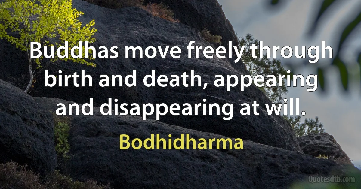 Buddhas move freely through birth and death, appearing and disappearing at will. (Bodhidharma)