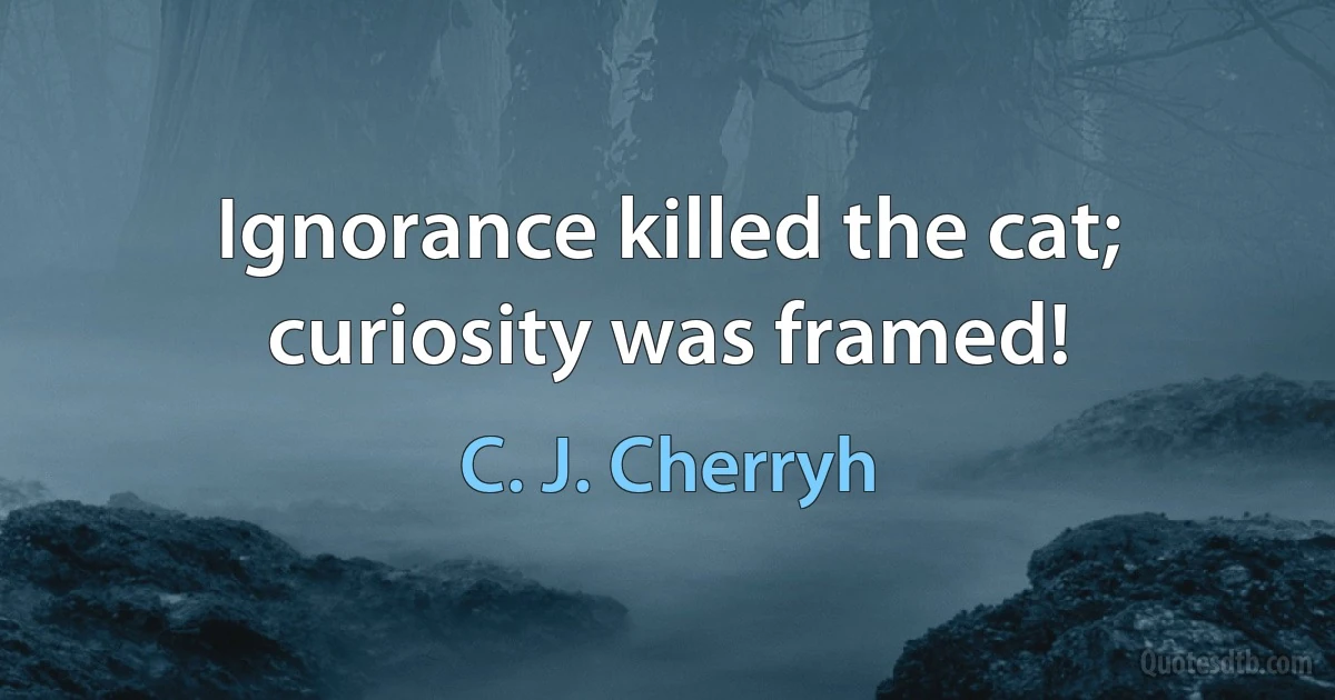 Ignorance killed the cat; curiosity was framed! (C. J. Cherryh)