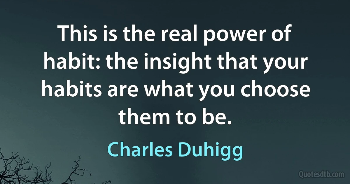 This is the real power of habit: the insight that your habits are what you choose them to be. (Charles Duhigg)