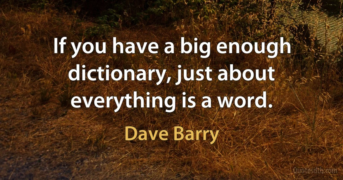 If you have a big enough dictionary, just about everything is a word. (Dave Barry)