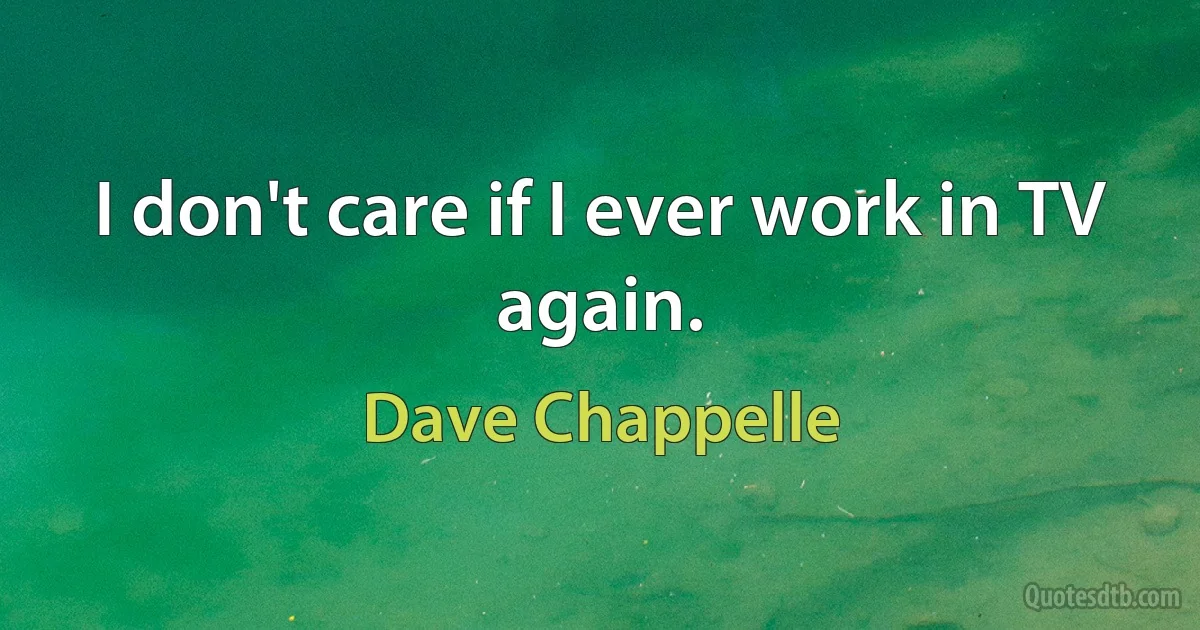 I don't care if I ever work in TV again. (Dave Chappelle)