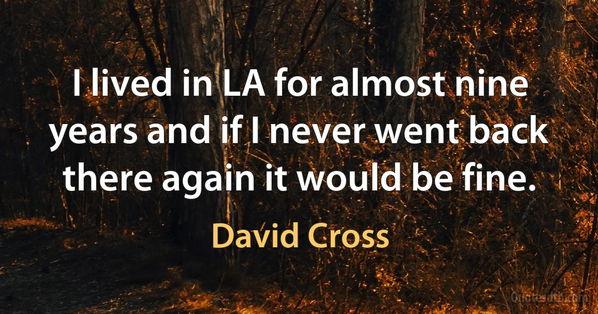 I lived in LA for almost nine years and if I never went back there again it would be fine. (David Cross)