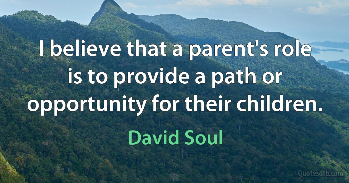 I believe that a parent's role is to provide a path or opportunity for their children. (David Soul)