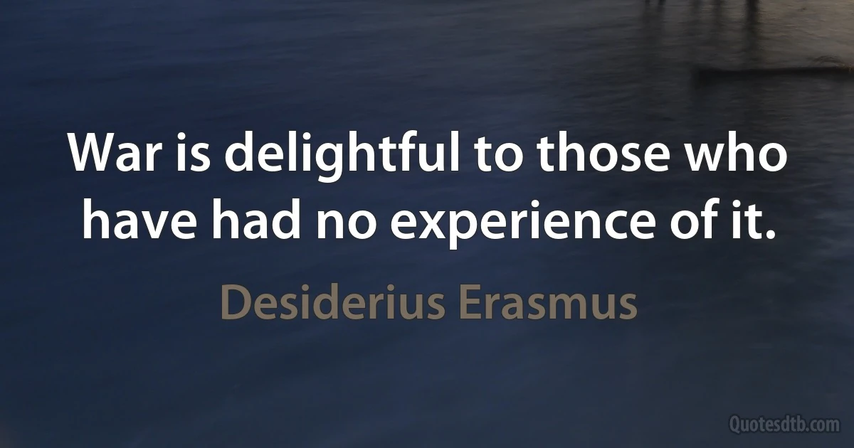 War is delightful to those who have had no experience of it. (Desiderius Erasmus)