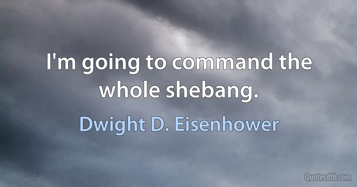 I'm going to command the whole shebang. (Dwight D. Eisenhower)