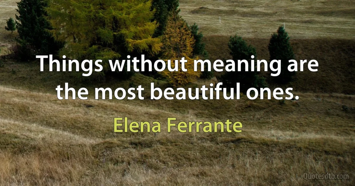 Things without meaning are the most beautiful ones. (Elena Ferrante)