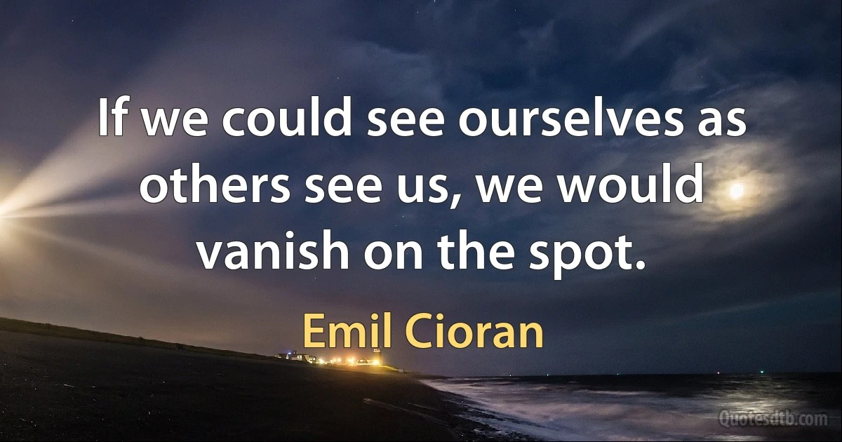 If we could see ourselves as others see us, we would vanish on the spot. (Emil Cioran)