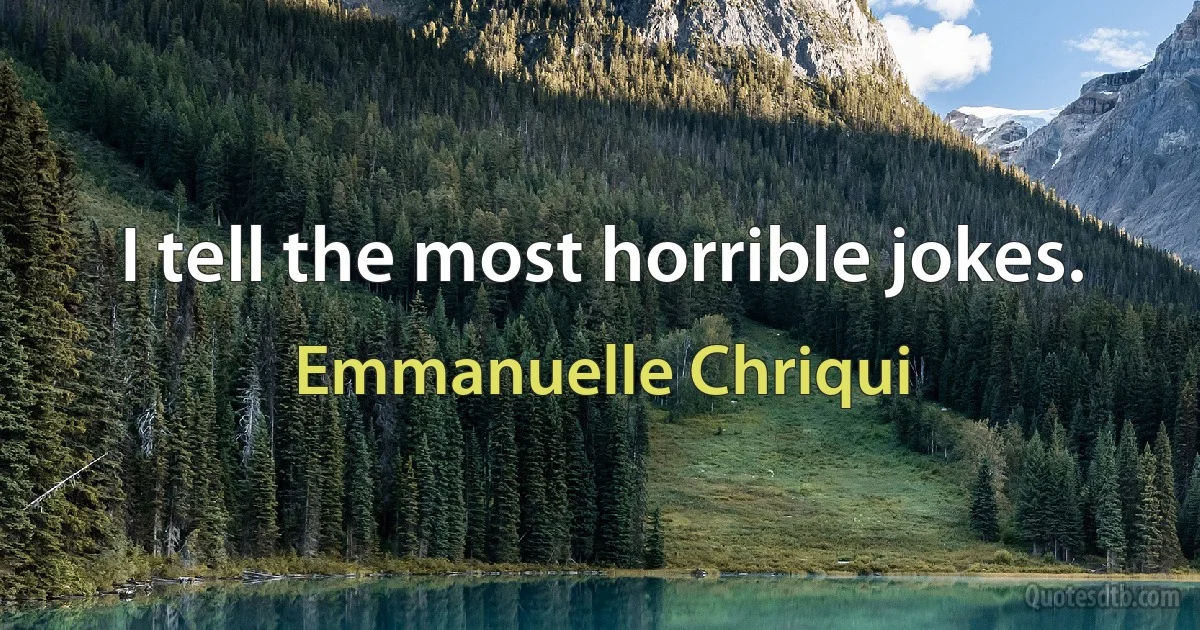 I tell the most horrible jokes. (Emmanuelle Chriqui)