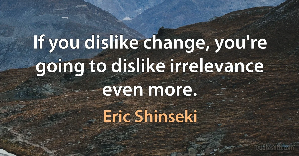 If you dislike change, you're going to dislike irrelevance even more. (Eric Shinseki)