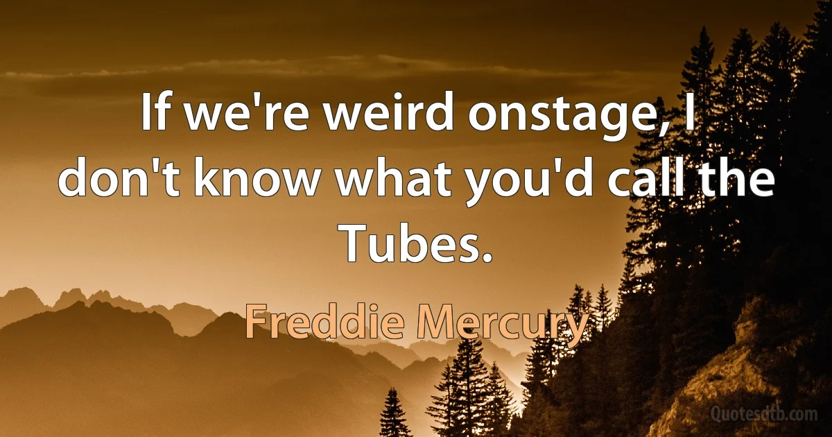 If we're weird onstage, I don't know what you'd call the Tubes. (Freddie Mercury)