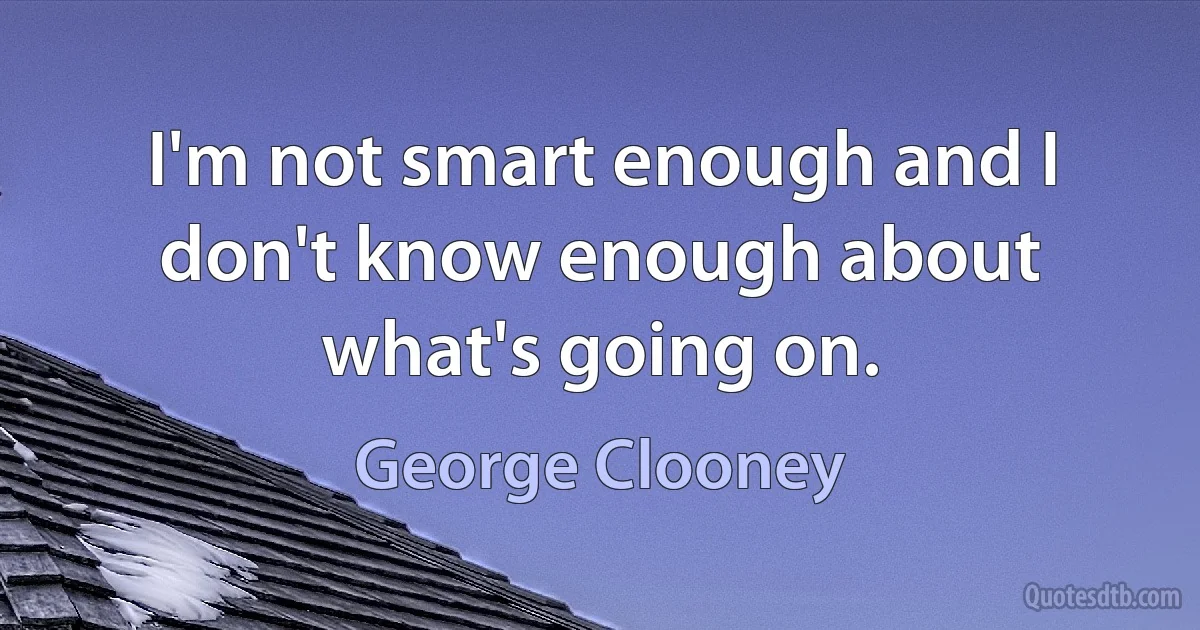 I'm not smart enough and I don't know enough about what's going on. (George Clooney)