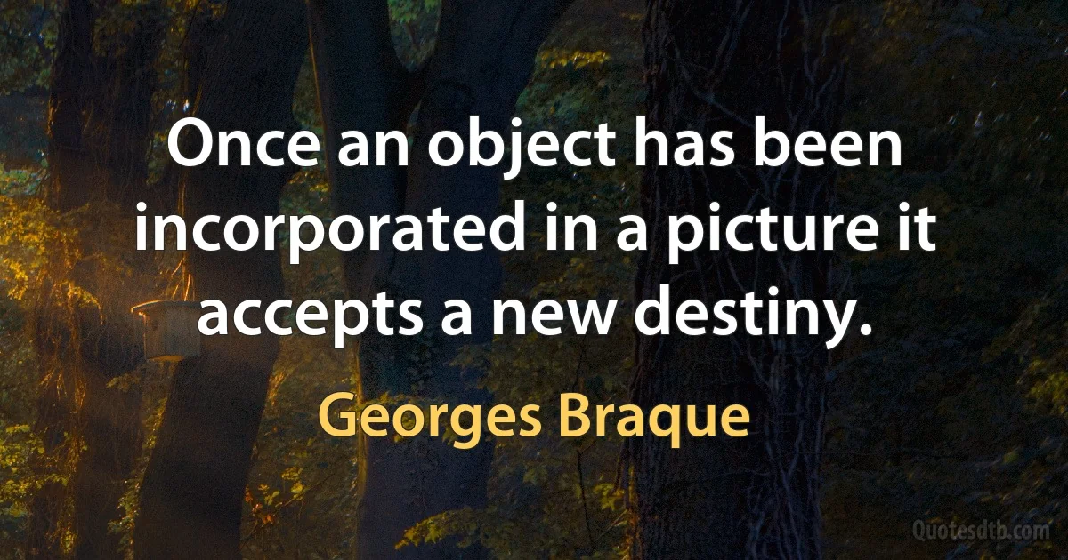 Once an object has been incorporated in a picture it accepts a new destiny. (Georges Braque)