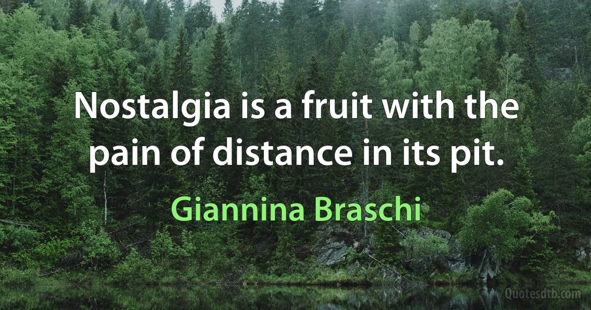 Nostalgia is a fruit with the pain of distance in its pit. (Giannina Braschi)